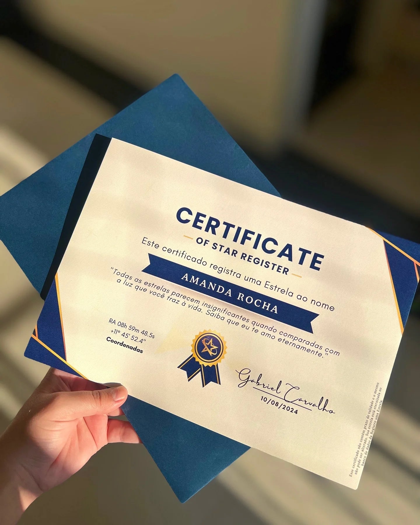 Registro de Estrela (Certificado Físico) ⭐💙